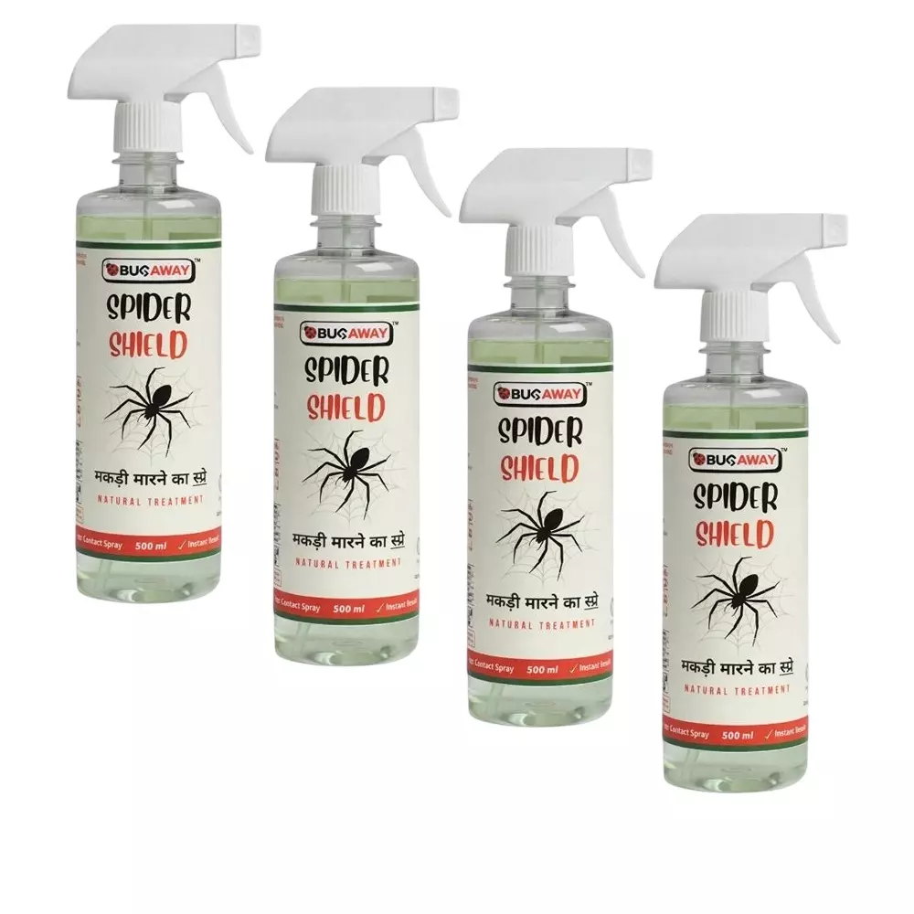 BUGAWAY Organic Spider Shield Repellent Spray (Makdi Spray) 500 ml for Home (Pack of 4)