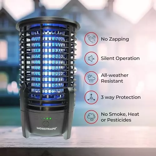 Moskitrap UV Light Lamp Trap Mosquito Killer with LED Light Electric Insect Zapper Black Metal & Plastic for Indoor & Outdoor, GM08