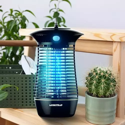 Moskitrap UV Light Electric Bug Zapper Trap Black Anti-Aging Plastic & Metal Grid Coated TiO₂ Surface for Indoor & Outdoor, Bug Zapper-20W