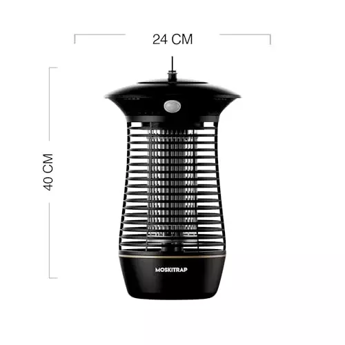 Moskitrap UV Light Electric Bug Zapper Trap Black Anti-Aging Plastic & Metal Grid Coated TiO₂ Surface for Indoor & Outdoor, Bug Zapper-20W