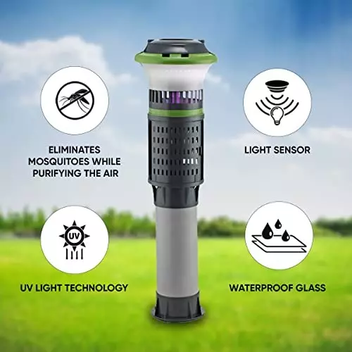Moskitrap Pest Trap with UV LED Light Electric Human Bionics Technology Black for Outdoor, GM932