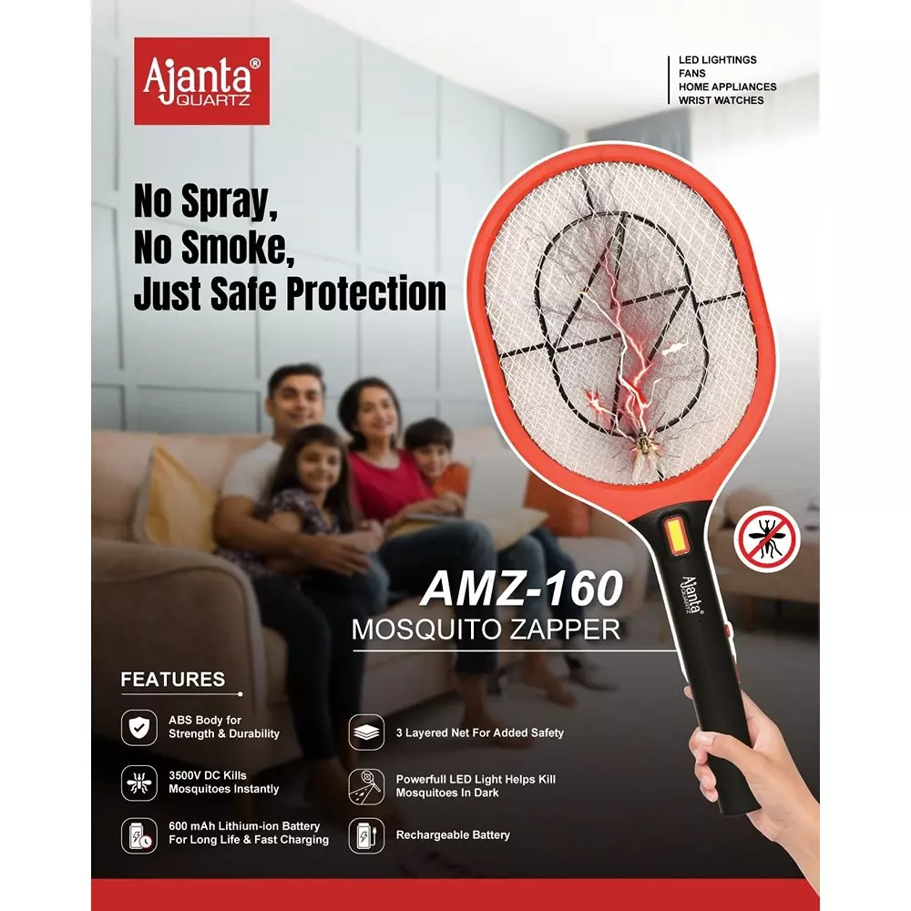 Ajanta Mosquito Zapper 600 mAh Lithium-Ion Rechargeable Battery with LED Light, AMZ-160