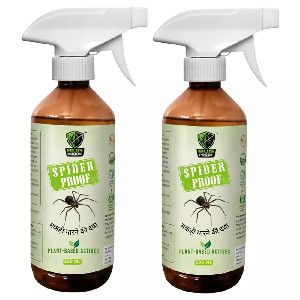 BUGPROOF 500 ml Herbal Spider Repellant Spray Liquid Formula for Home Use (Pack of 2)
