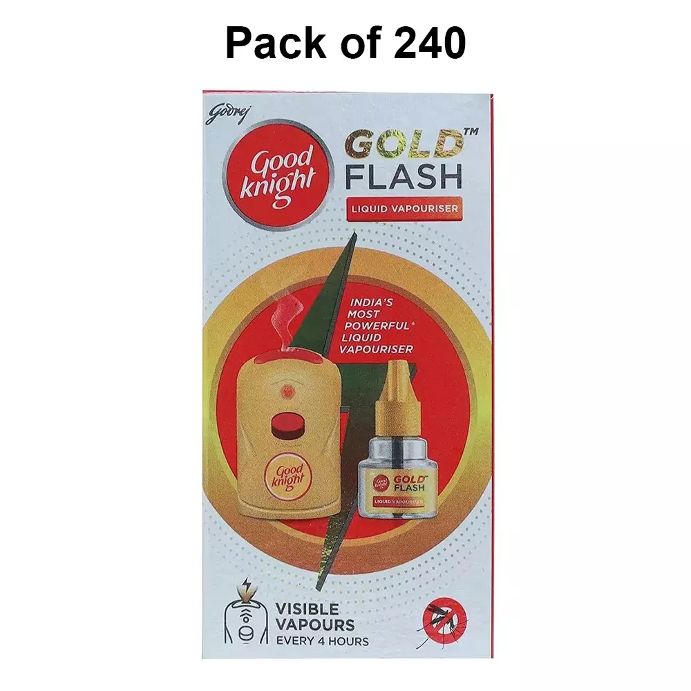 Good Knight Gold Flash Refill 45 ml Liquid Form for Insects, Mosquito Repellent Use (Pack of 240 Pcs)