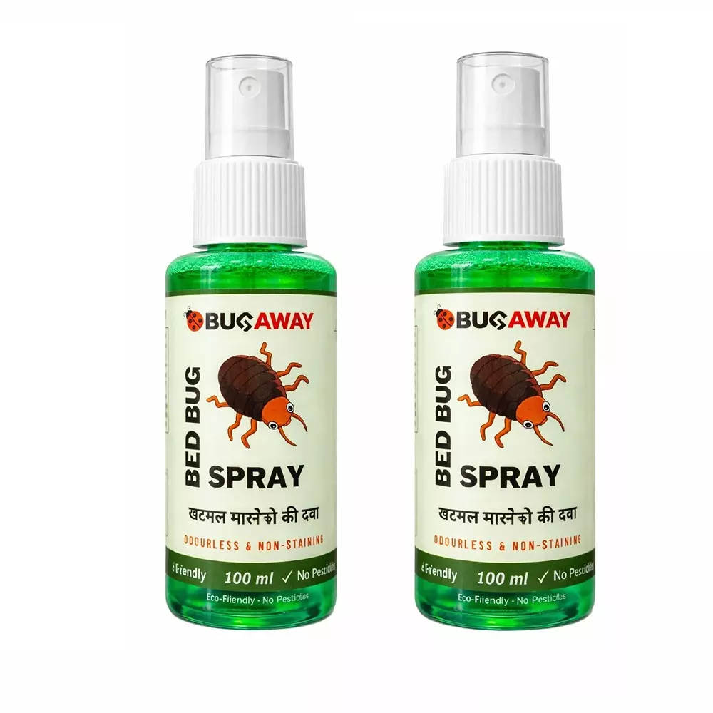 Bugaway Bedbug Spray (Khatmal Spray) 100 ml Bottle Liquid Form for Home, School & Office Area, (Pack of 2 Pcs)