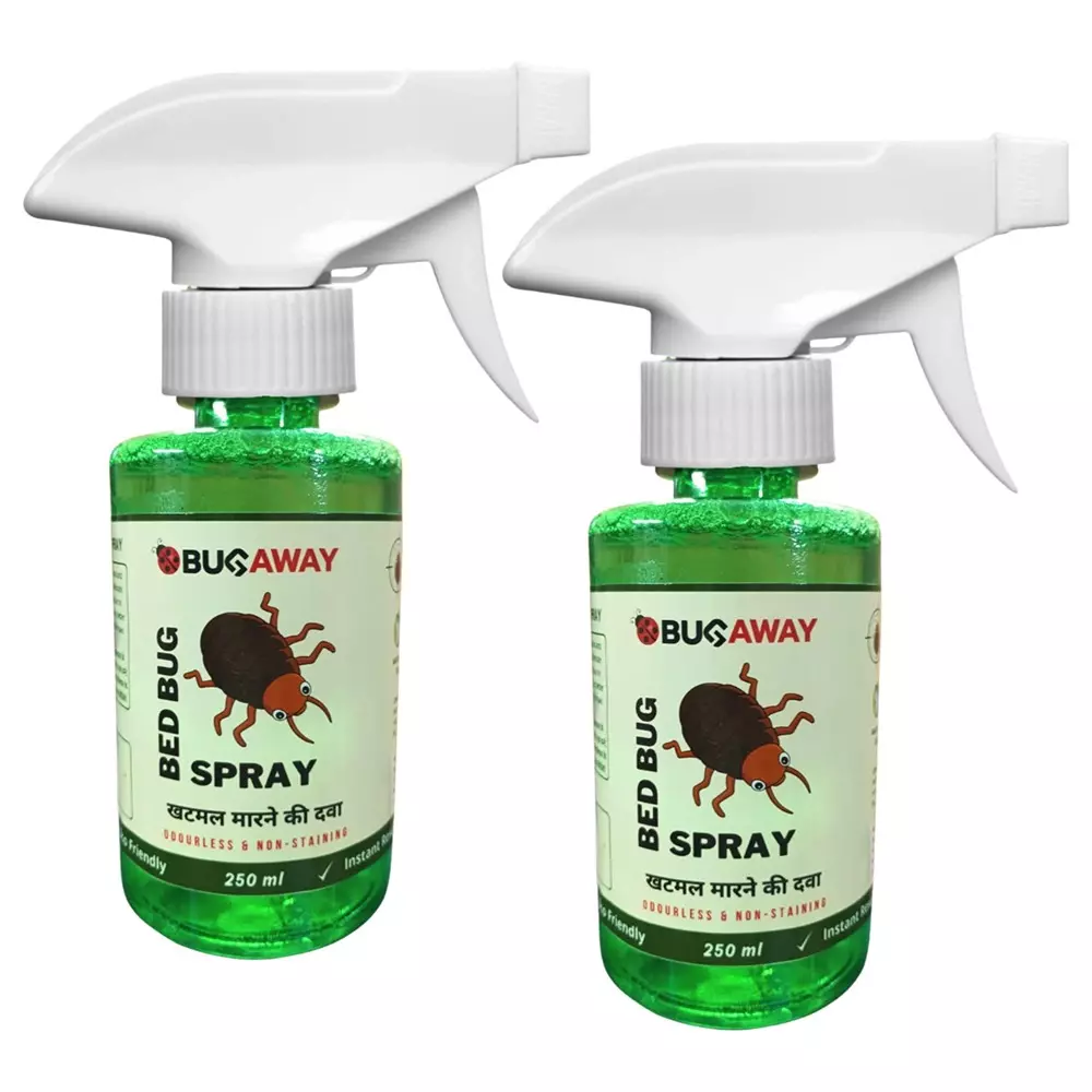 Bugaway Bedbug Spray (Khatmal Spray) 250 ml Bottle Liquid Form for Home, School & Office Area, (Pack of 2 Pcs)