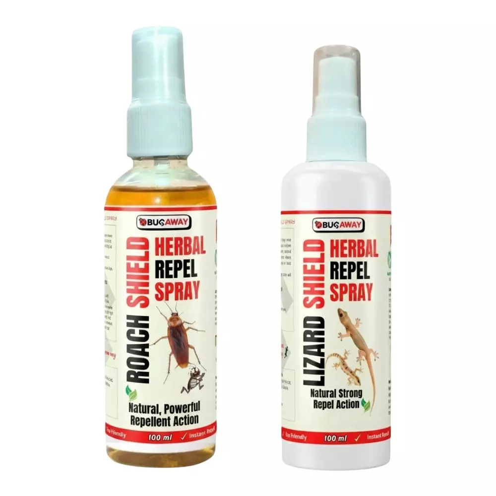 BUGAWAY Herbal Lizard & Roach Shield Repellent Spray Combo 100 ml 100% Organic for Home (Pack of 2)