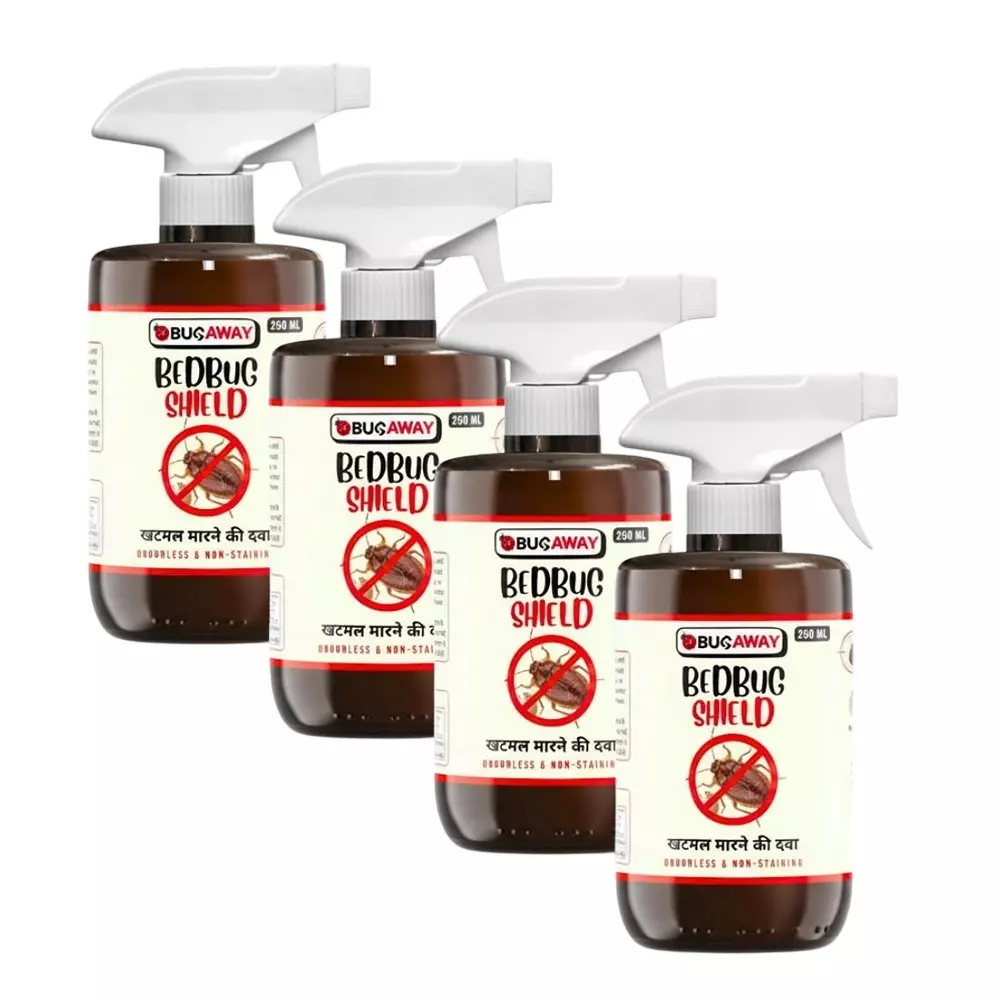 BUGAWAY Organic Bedbug Shield Repellent Spray (Khatmal Spray) 250 ml for Home (Pack of 4)