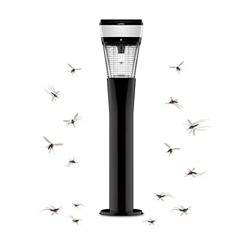 Moskitrap Solar Powered Mosquito Zapper Trap with UV LED Light Electric Zapper Black for Outdoor, GM 937