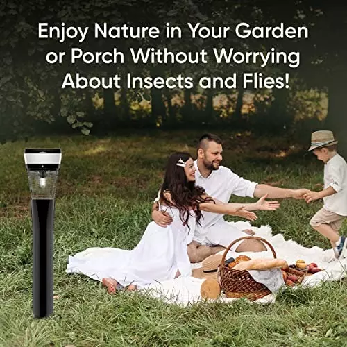 Moskitrap Solar Powered Mosquito Zapper Trap with UV LED Light Electric Zapper Black for Outdoor, GM 937