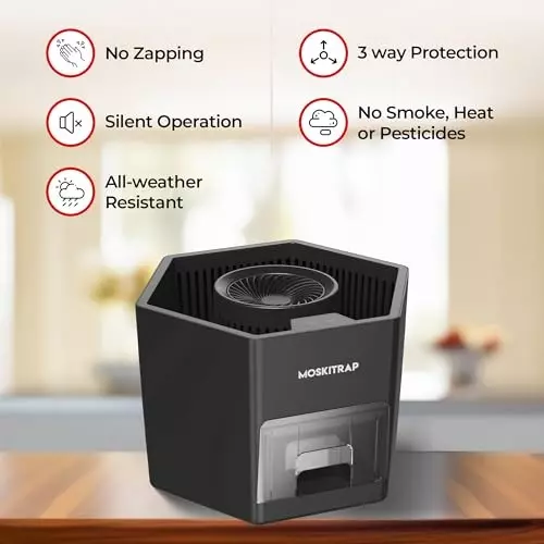 Moskitrap Inhalor Mosquito Trap Silent Electric Insect Killer Black ABS Internal DC Motor Metal Mesh for Indoor & Outdoor, GM975