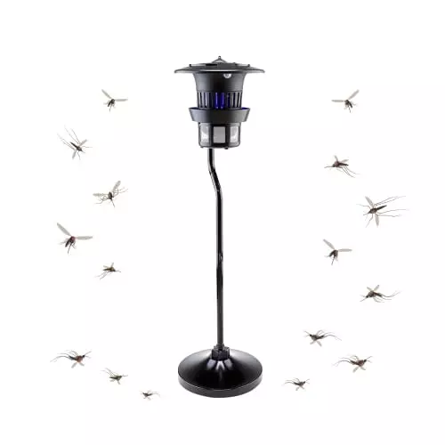 Moskitrap Pest Trap Kit with UV LED Light Auto On/Off Day & Night Black Round Shape Plastic for Indoor & Outdoor, GM931G