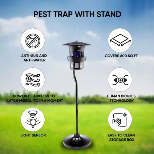 Moskitrap Pest Trap Kit with UV LED Light Auto On/Off Day & Night Black Round Shape Plastic for Indoor & Outdoor, GM931G