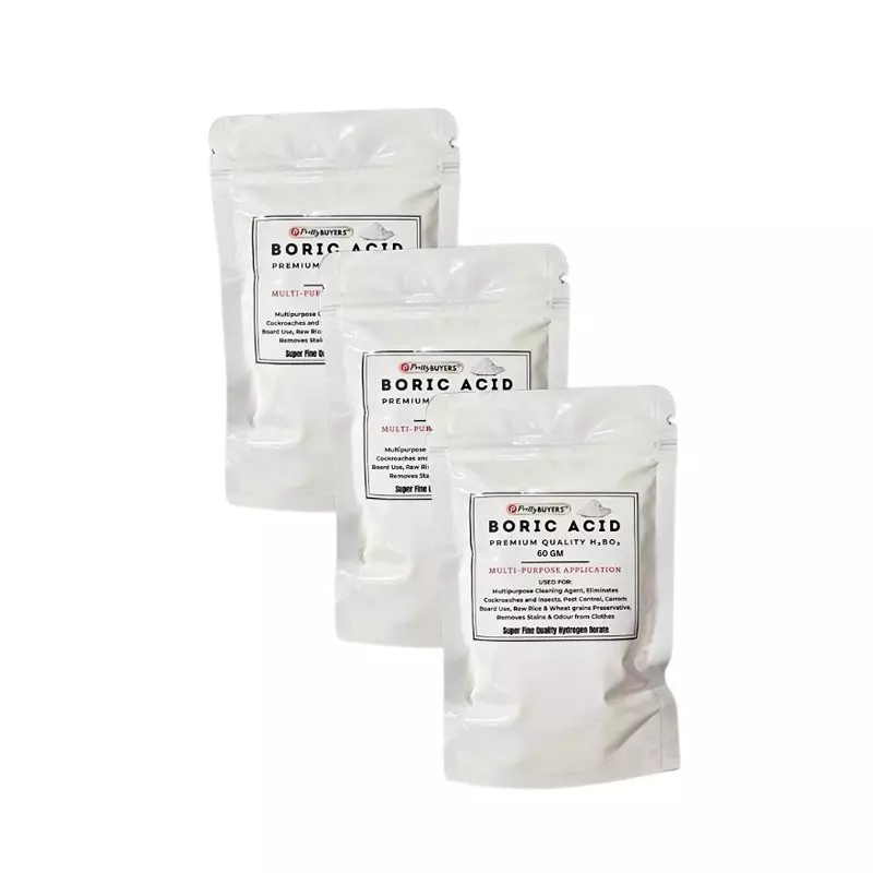 PrettyBUYERS 60 g Boric Powder for Cockroahes Repellent, Carrom Board Powder and Rice Preservative (Pack of 3 Pcs)