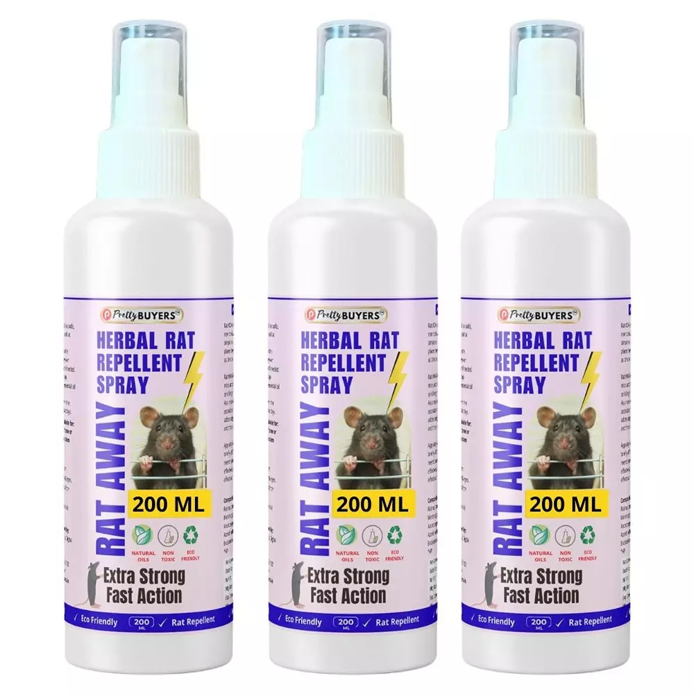 PrettyBUYERS 200 ml Rat Away Herbal Repellent Spray (Pack of 3 Pcs)