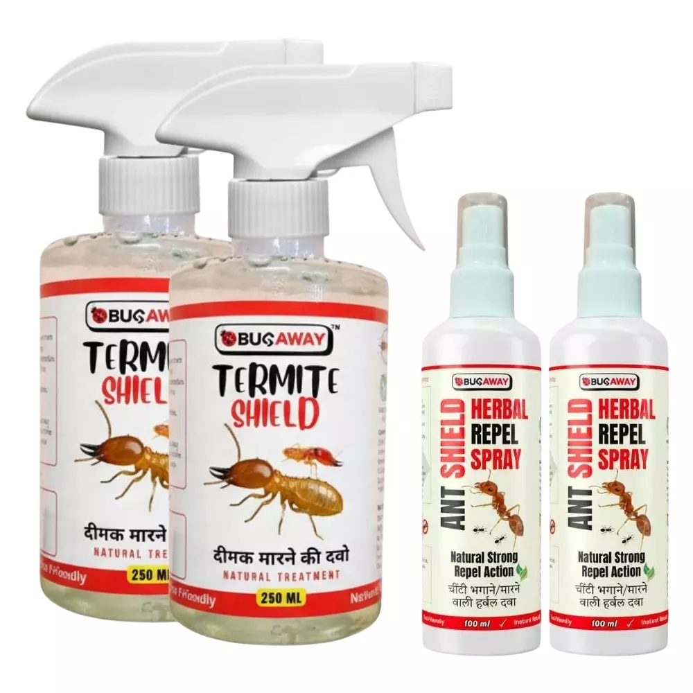 BUGAWAY Organic Dimak 250 ml Spray & Ant Shield Repellent 100 ml Spray Combo for Home (Pack of 4)