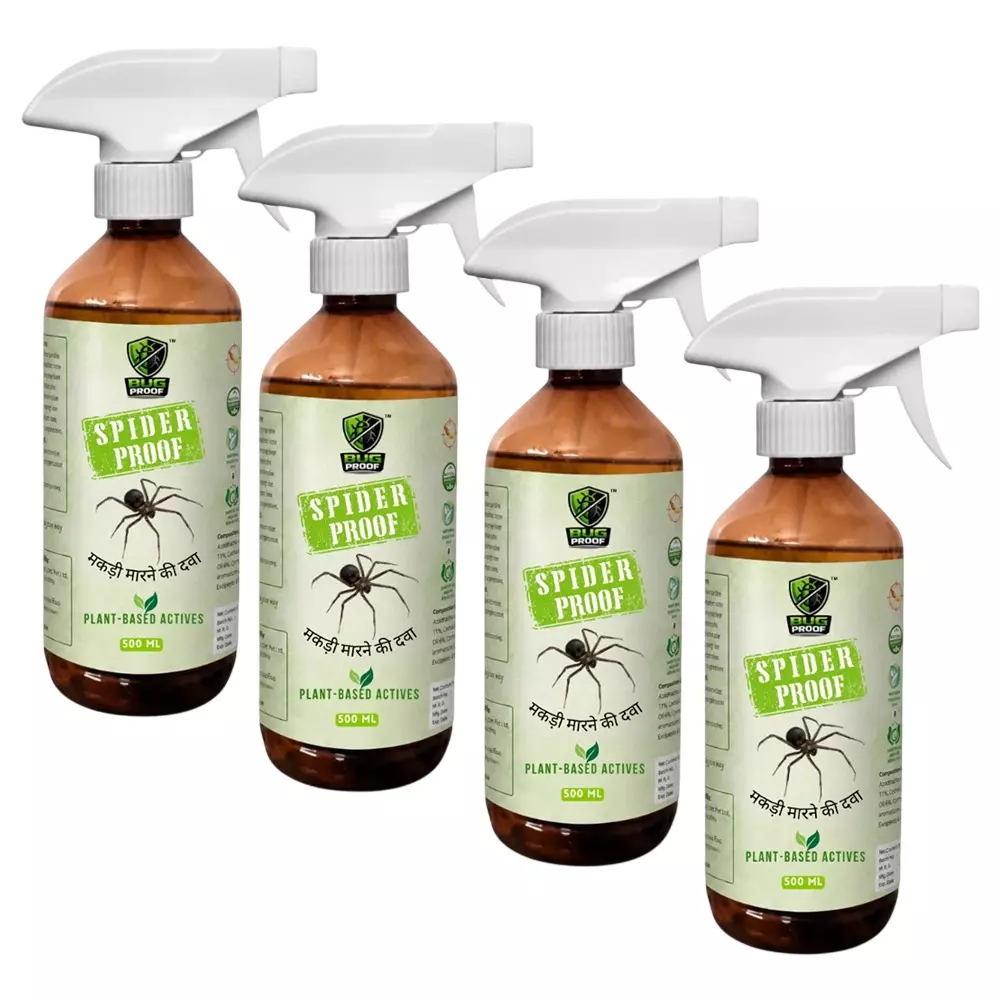 BUGPROOF 500 ml Herbal Spider Repellant Spray Liquid Formula for Home Use (Pack of 4)