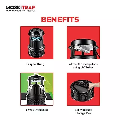 Moskitrap XL Mega Mosquitoe Trapper with UV LED Light Black Metal for Outdoor, GM928 XL