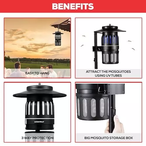 Moskitrap Mosquito Trapper with UV LED Light Black for Indoor & Outdoor, GM933