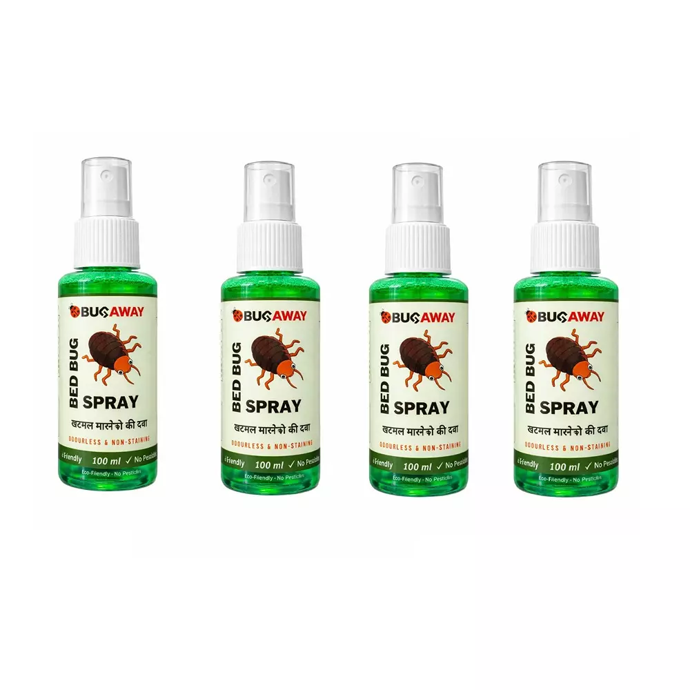 Bugaway Bedbug Spray (Khatmal Spray) 100 ml Bottle Liquid Form for Home, School & Office Area, (Pack of 4 Pcs)