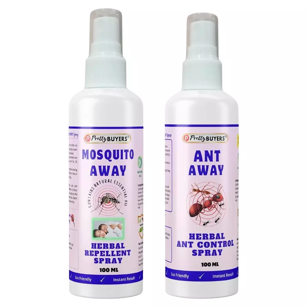 PrettyBUYERS 100 ml Each Mosquito & Ant Away Herbal Repellent Spray (Set of 2 Pcs)
