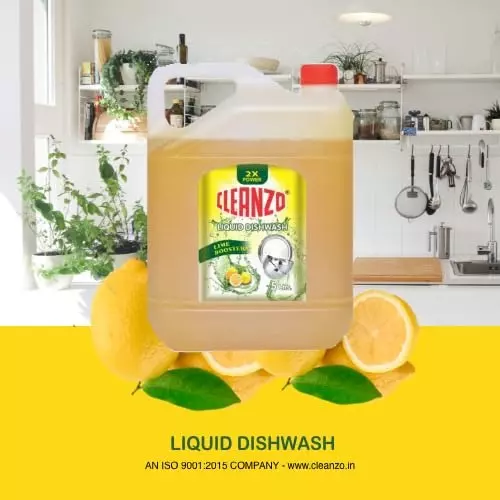 Cleanzo Dishwash Gel 5 L Lime Fragrance For Stainless Steel, Glass, Ceramic, Non-Stick Cookware & Plastic