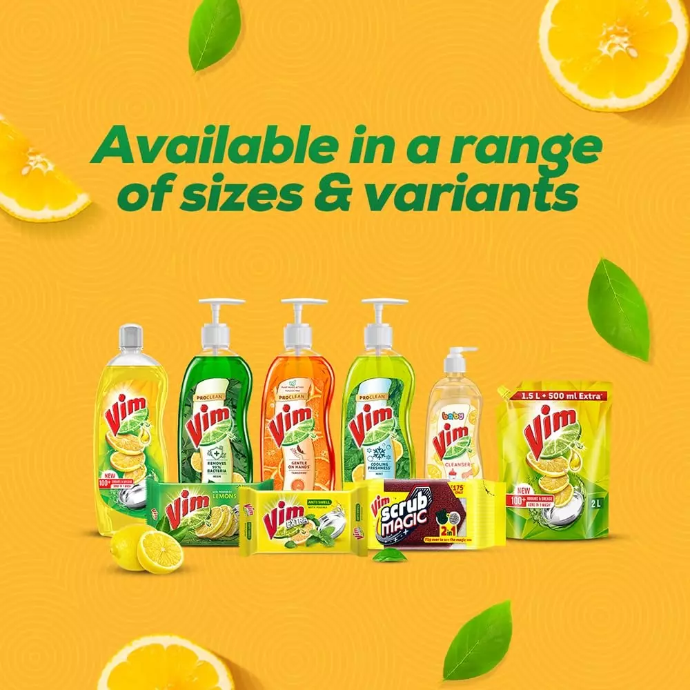 Vim Lemon Dishwash Liquid Gel Bottle 500 ml for Kitchen (Pack of 10)