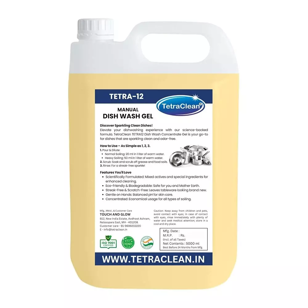 TetraClean 5 L Manual Dishwash Liquid Lemon Fragrance All Purpose Dish Cleaning, Tetra_12
