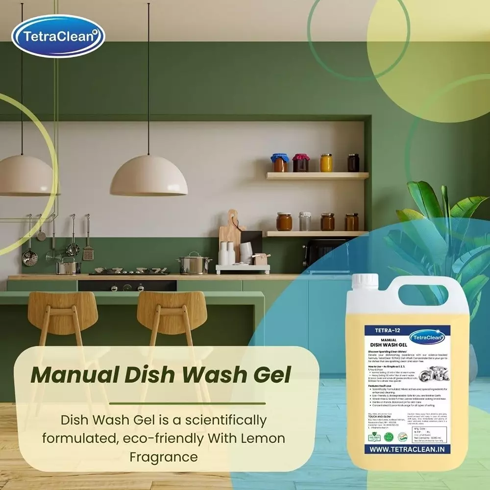 TetraClean 5 L Manual Dishwash Liquid Lemon Fragrance All Purpose Dish Cleaning, Tetra_12