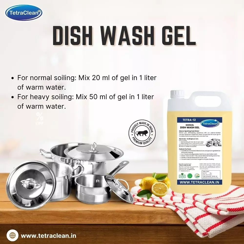 TetraClean 5 L Manual Dishwash Liquid Lemon Fragrance All Purpose Dish Cleaning, Tetra_12