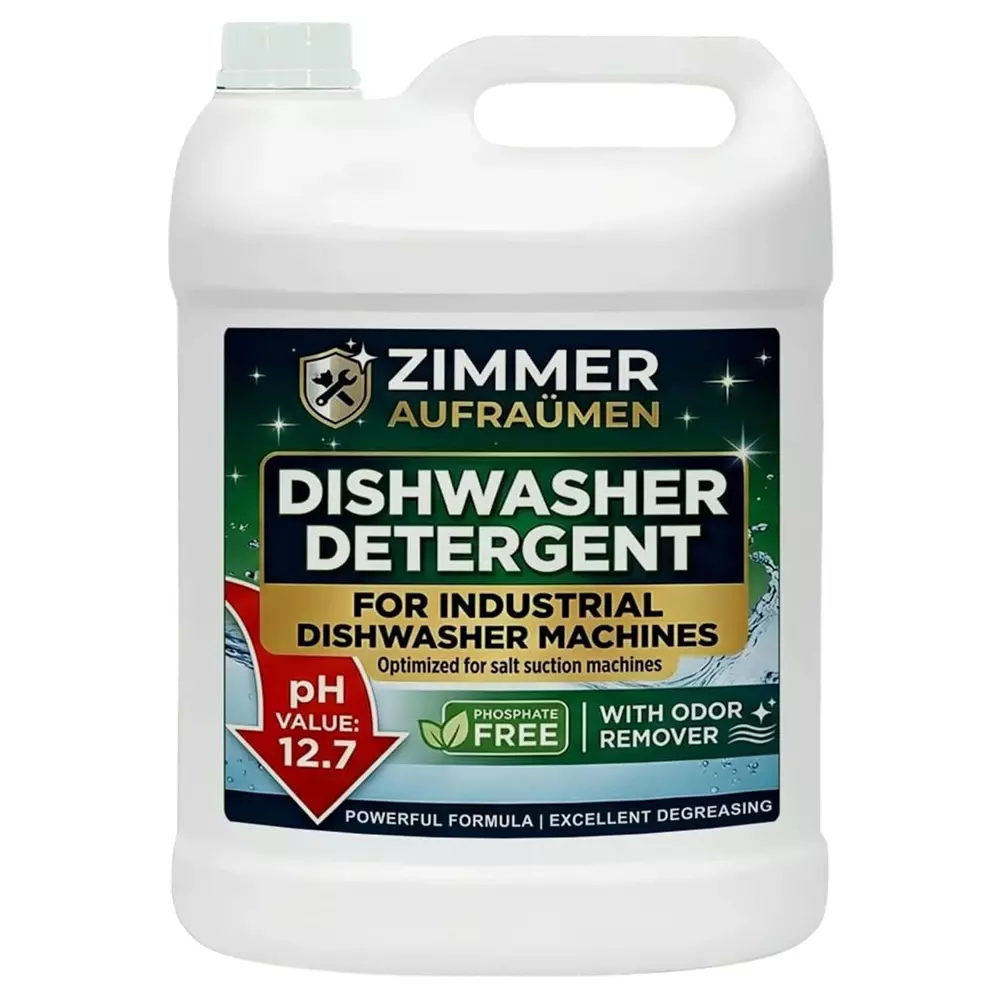 Zimmer Aufraumen Dishwasher Machine Detergent Liquid Zero-Foam For Professional Self-Suction Dishwashers 5 L Can, INDUSDISHMC5l