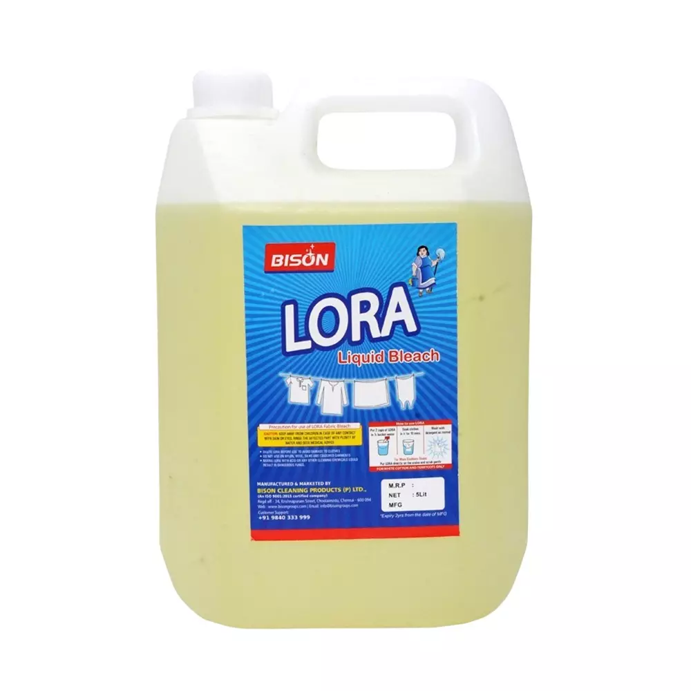 Bison Lora Liquid Bleach Liquid 5 L Can for Clothes Cleaning