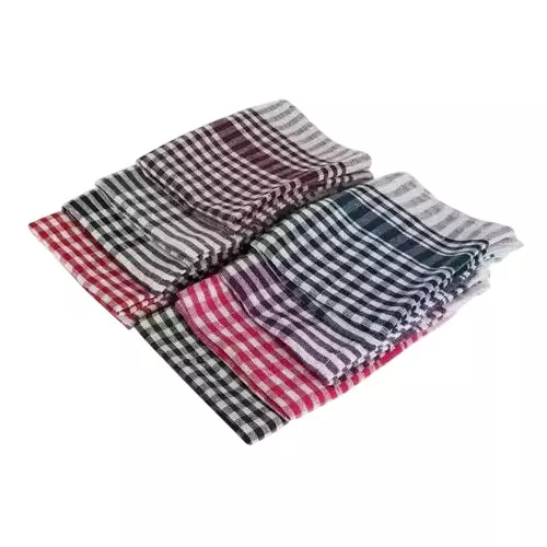 Navnath Multipurpose Kitchen Cloth 18x18 inch Classic Check Pattern Cotton Multicolor (Pack of 6)