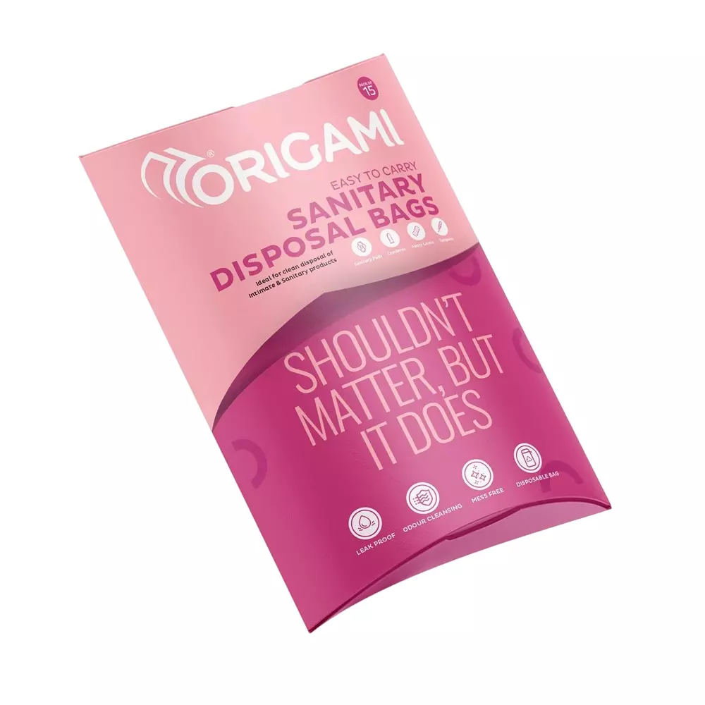 Origami Sanitary Disposal Bags Unscented Plastic White 15 Bags Per Pack, 492 (Pack of 10)