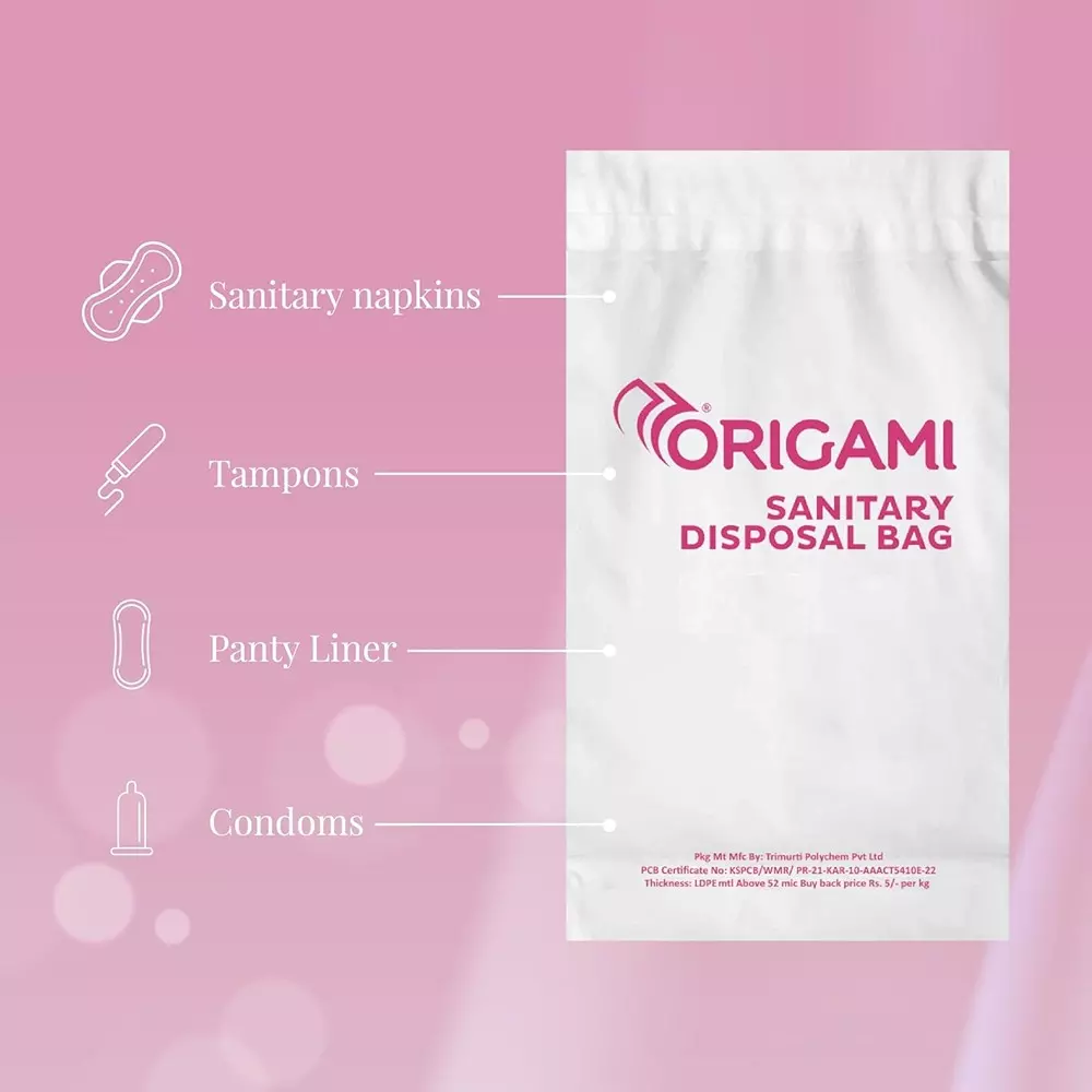Origami Sanitary Disposal Bags Unscented Plastic White 15 Bags Per Pack, 492 (Pack of 10)