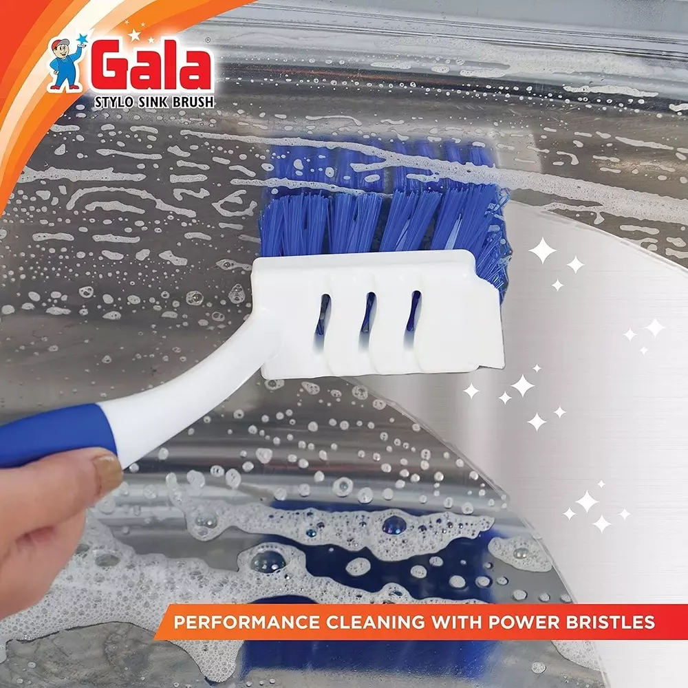 Gala Stylo Dish Kitchen Sink Brush Blue Fiber Brush Material Plastic Handle Material for Kitchen Use