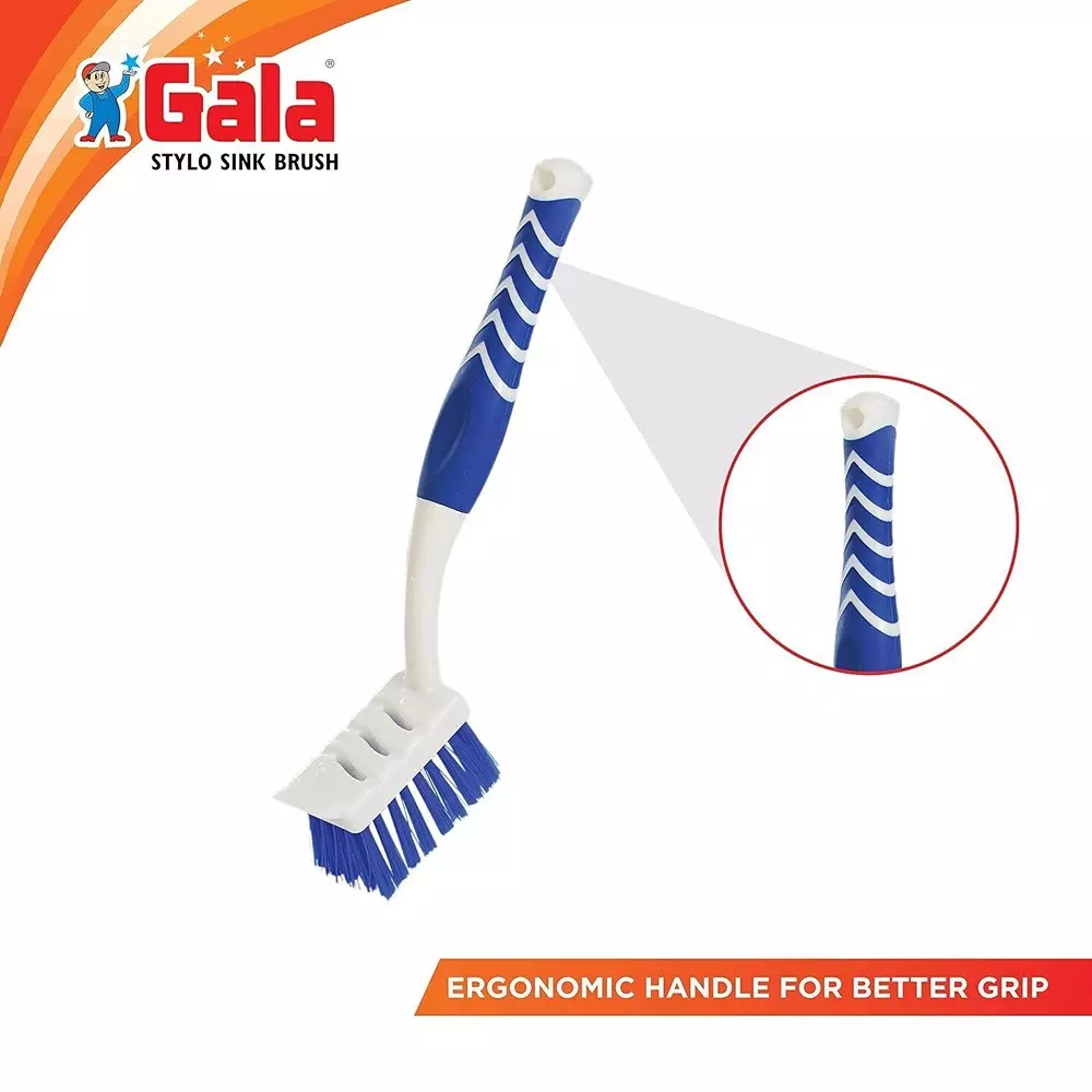Gala Stylo Dish Kitchen Sink Brush Blue Fiber Brush Material Plastic Handle Material for Kitchen Use