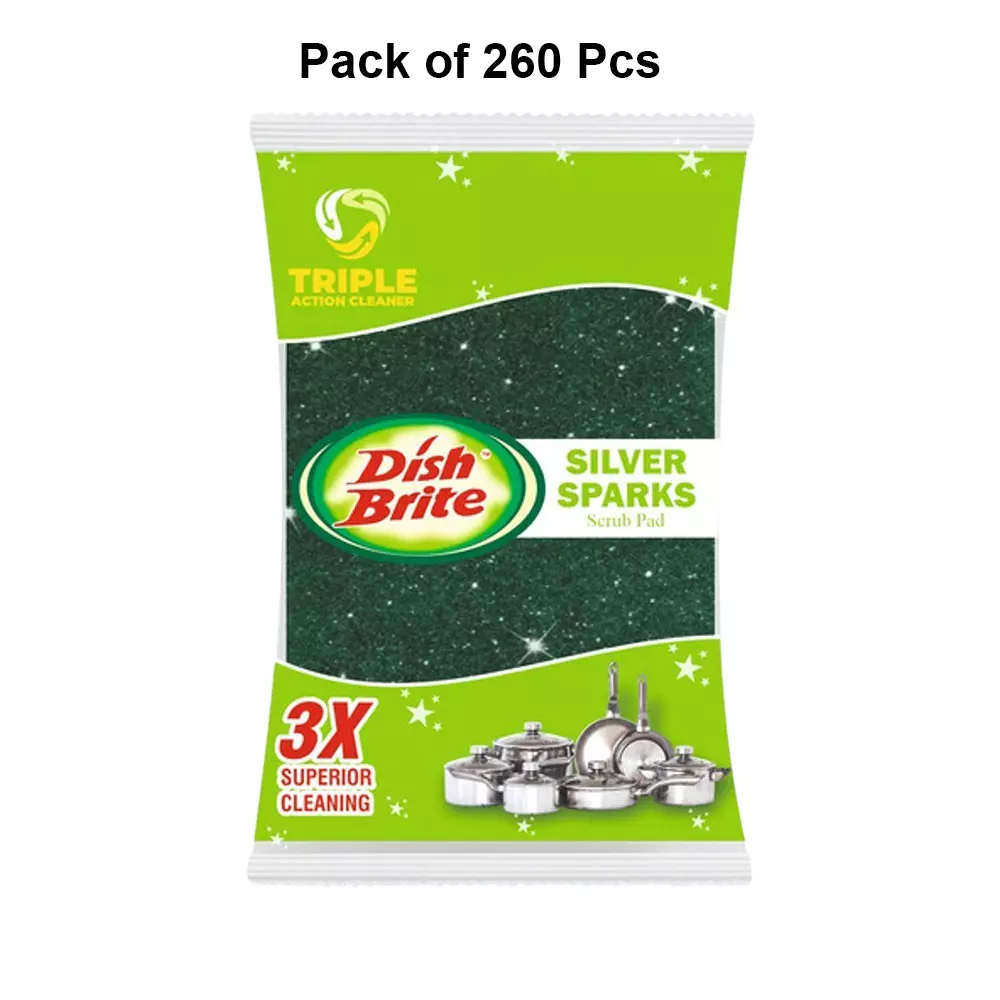 dish-brite-spark-scrub-pad-green-non-woven-10-mm-thickness-pack-of-260-pcs