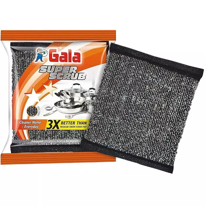 gala Electomania Super Scrubber Rectangular Stainless Steel 120 g Black