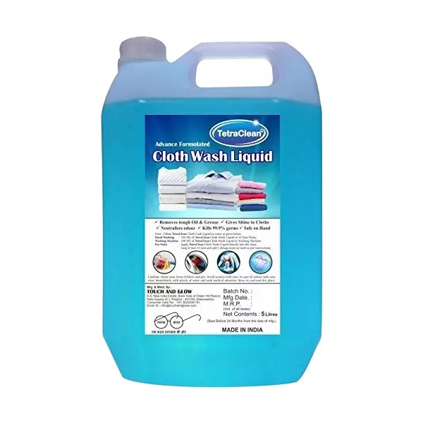 TetraClean Liquid Detergent 5 L Fresh Scent Environment-Friendly Natural for Oil/ Grease/ Dirt/ Stains Removes