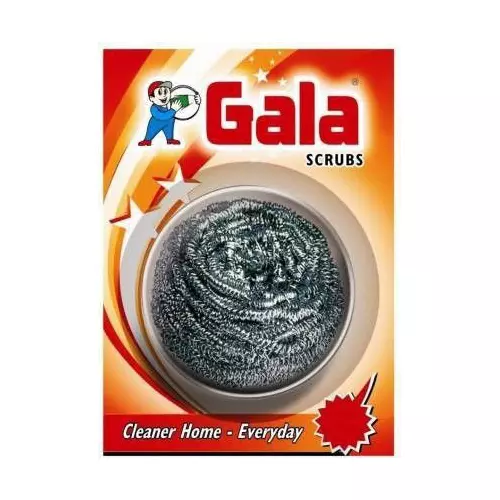 Gala Scrub Sponge Steel Regular Size Silver for Kitchen Use, (Pack of 6 Pcs)