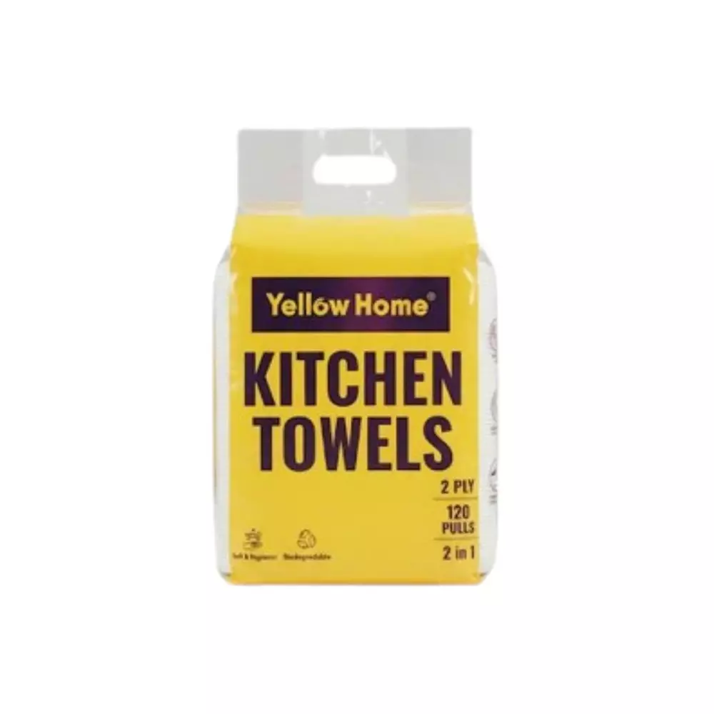 Yellow Home 2 Rolls Per Pack Kitchen Towel Rolls 2 Ply 60 Sheets Each White For Kitchen Use (Pack of 30 Packet)