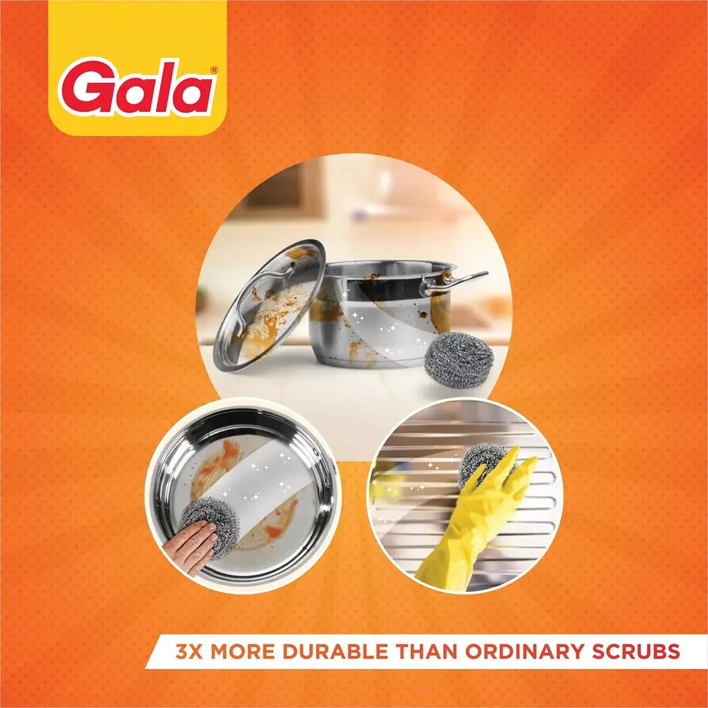 gala Steel Scrub Pad Regular Size Sliver For Stain Remover