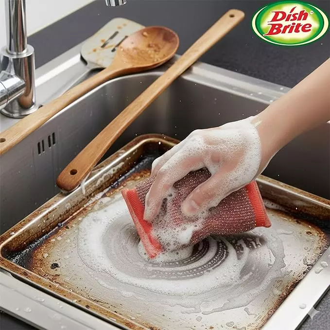 dish-brite-power-scrub-pad-rectangular-shape-red-color-for-cleaning-tough-oily-stains-pack-of-5