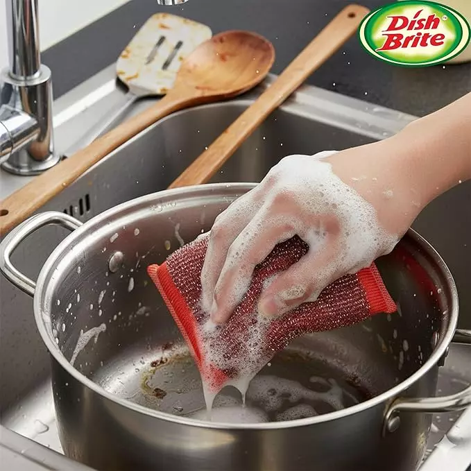 dish-brite-power-scrub-pad-rectangular-shape-red-color-for-cleaning-tough-oily-stains-pack-of-5