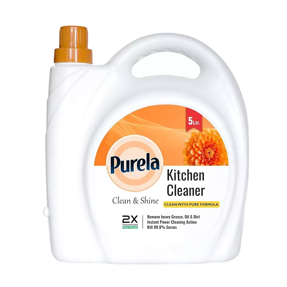 Purela Kitchen Cleaner 5 L Can Orange Fragrance Biodegradable Liquid Form for Mirrors, Windows, Chimney, Stove Cleaning