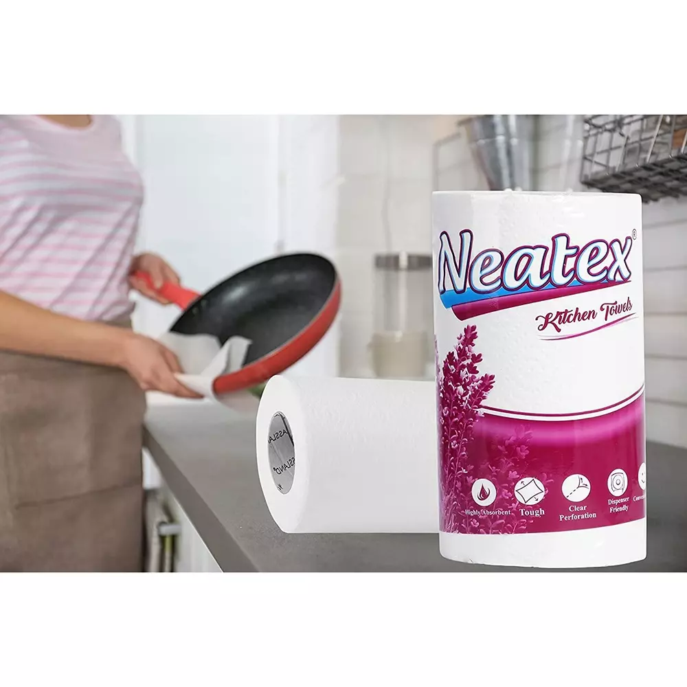 Neatex Kitchen Paper Towel 2 Ply 60 Pulls Per Roll Single Fold White (Pack of 6)