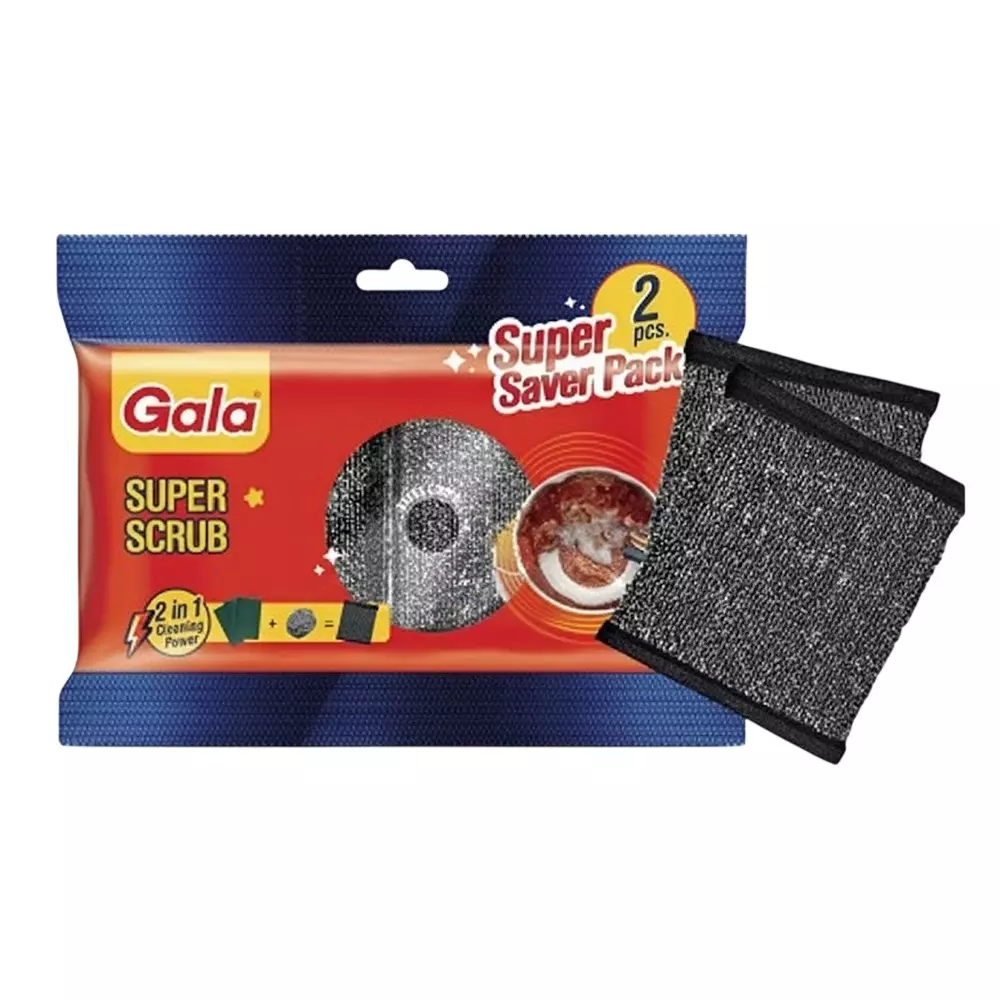 Gala Super Scrub Pad Regular Size Black for Kitchen Use, (Pack of 2 Pcs)