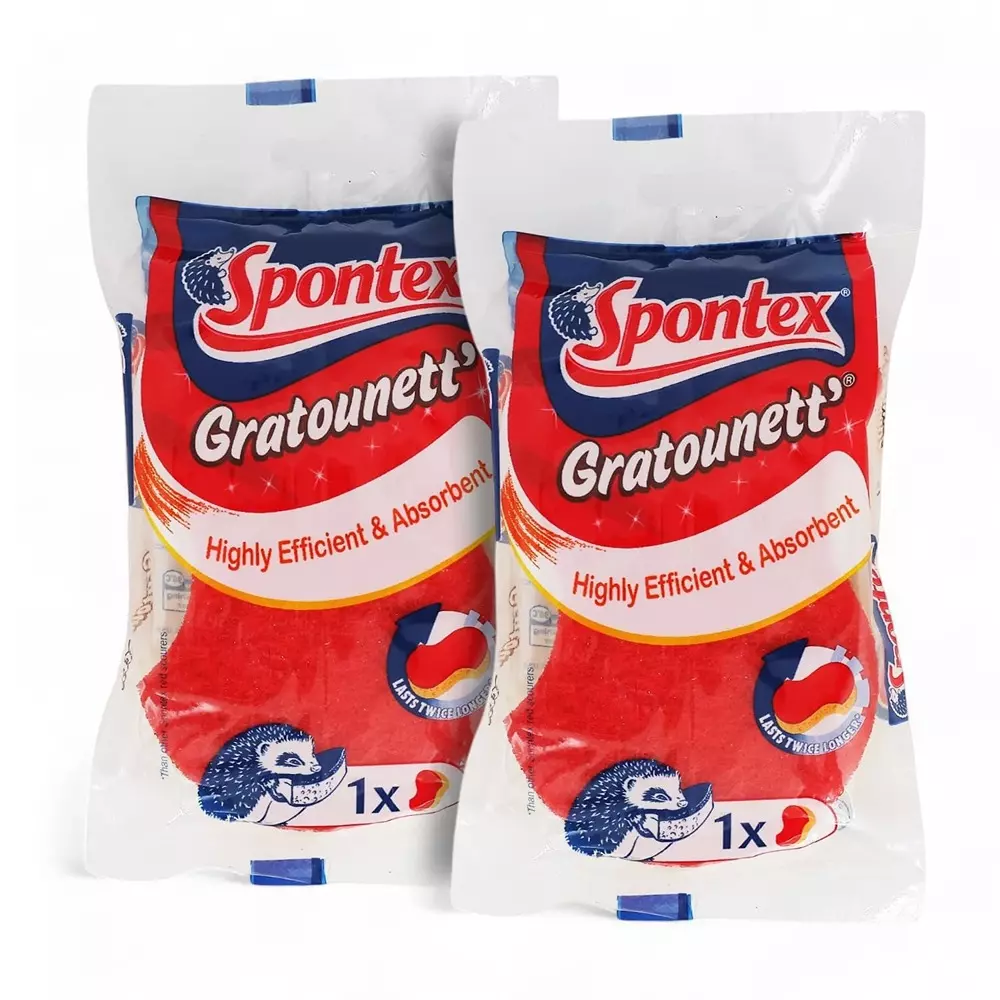 Spontex Gratounett High Power Scrubber Tough Dirt Cleaner with Red Scouring Web for Heavy-Duty Cleaning Red (Pack of 2)