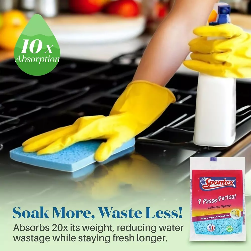 Spontex Cellulose Sponge Passe Partout for Kitchen & Bathroom Cleaning Pink (Pack of 3)
